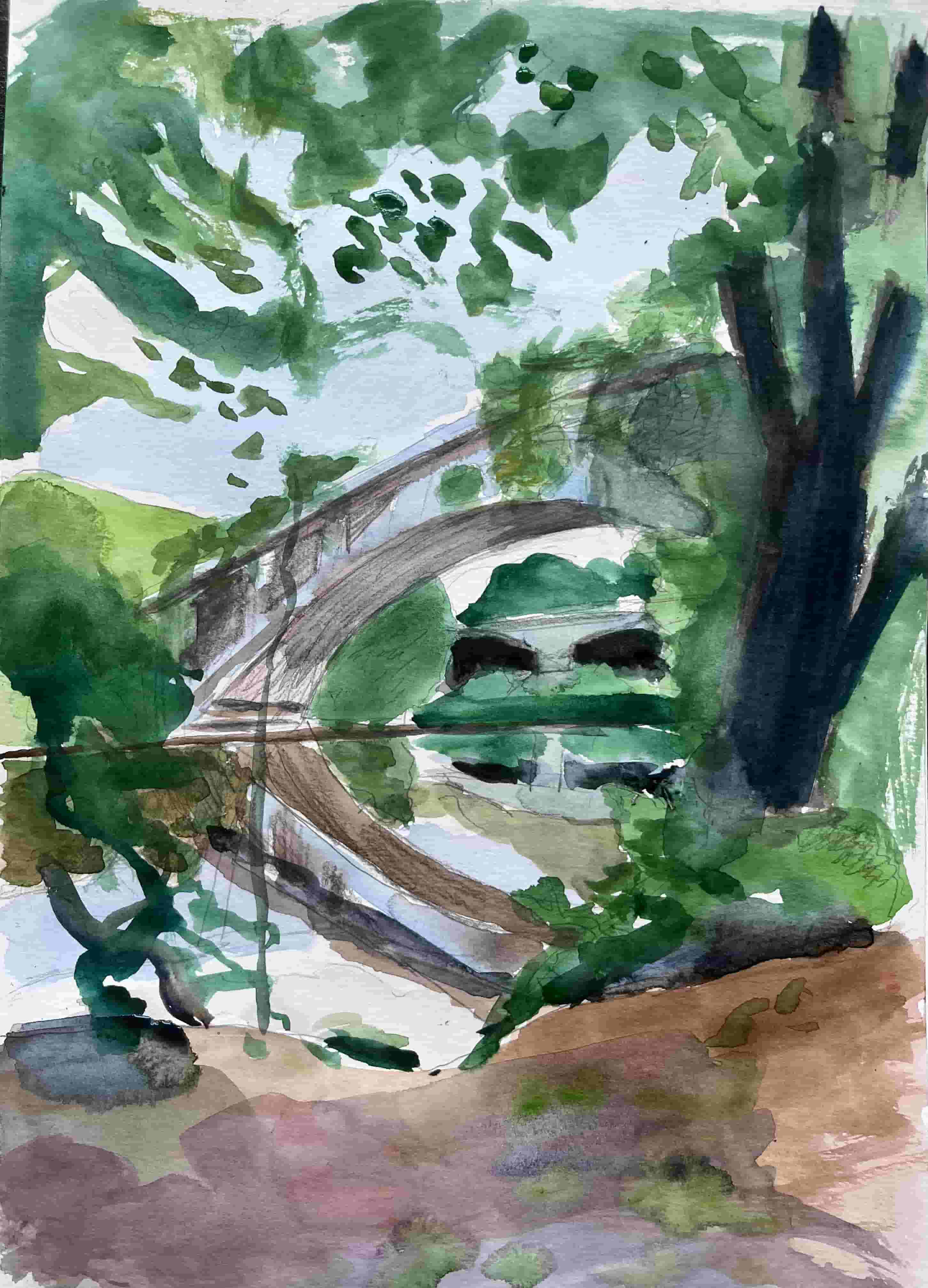Pont de la Jonelière à travers les branchages